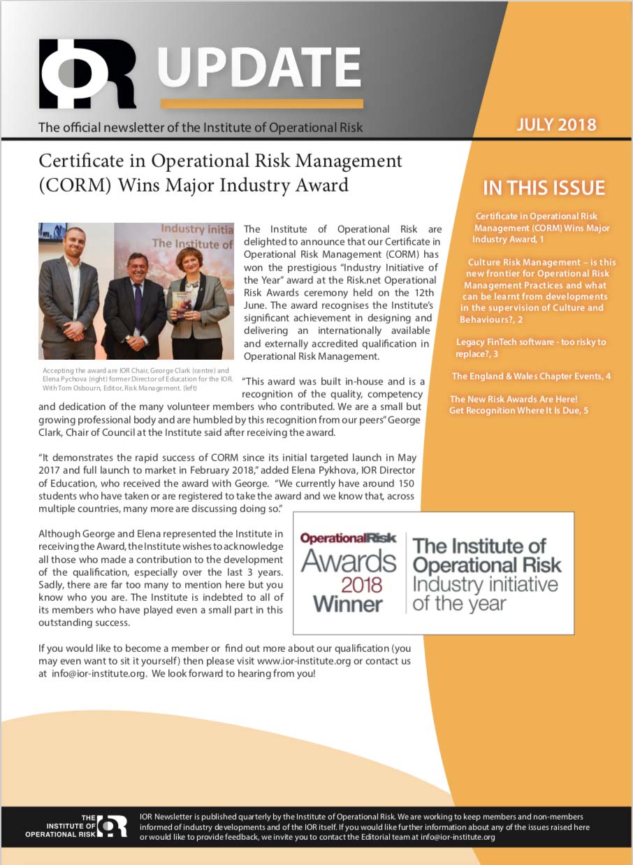 IOR newsletter cover page July 2018